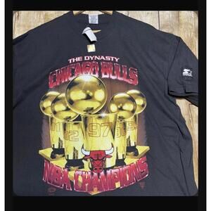 1997 Chicago Bulls Starter Championship Dynasty Shirt Nwt Black